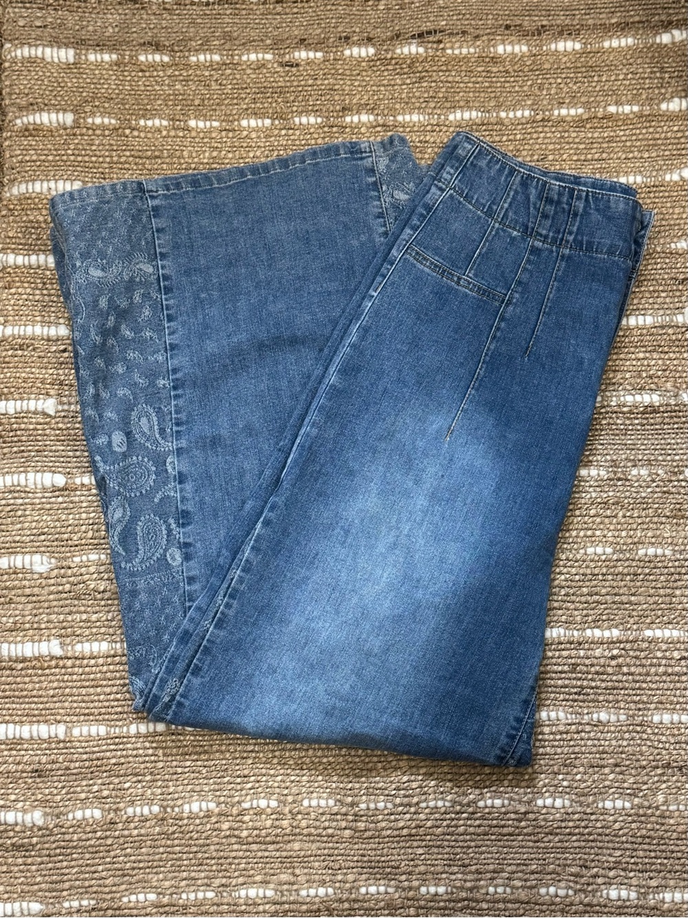 Easel Paisley Flare Jeans Boho Panel Pants size Large